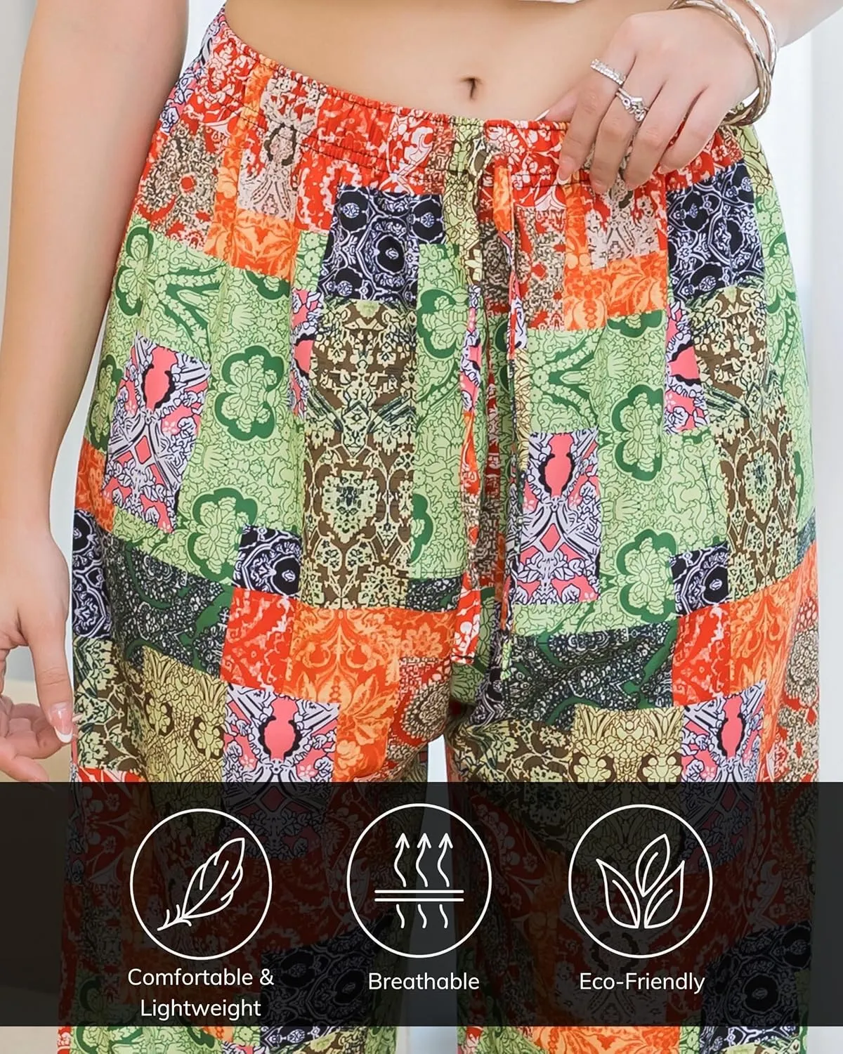 LOFBAZ Women Boho Harem Pants High Waist Yoga Joggers Clothes Flowy Loose Summer Beach Trouser Hippie Bohemian Lounge