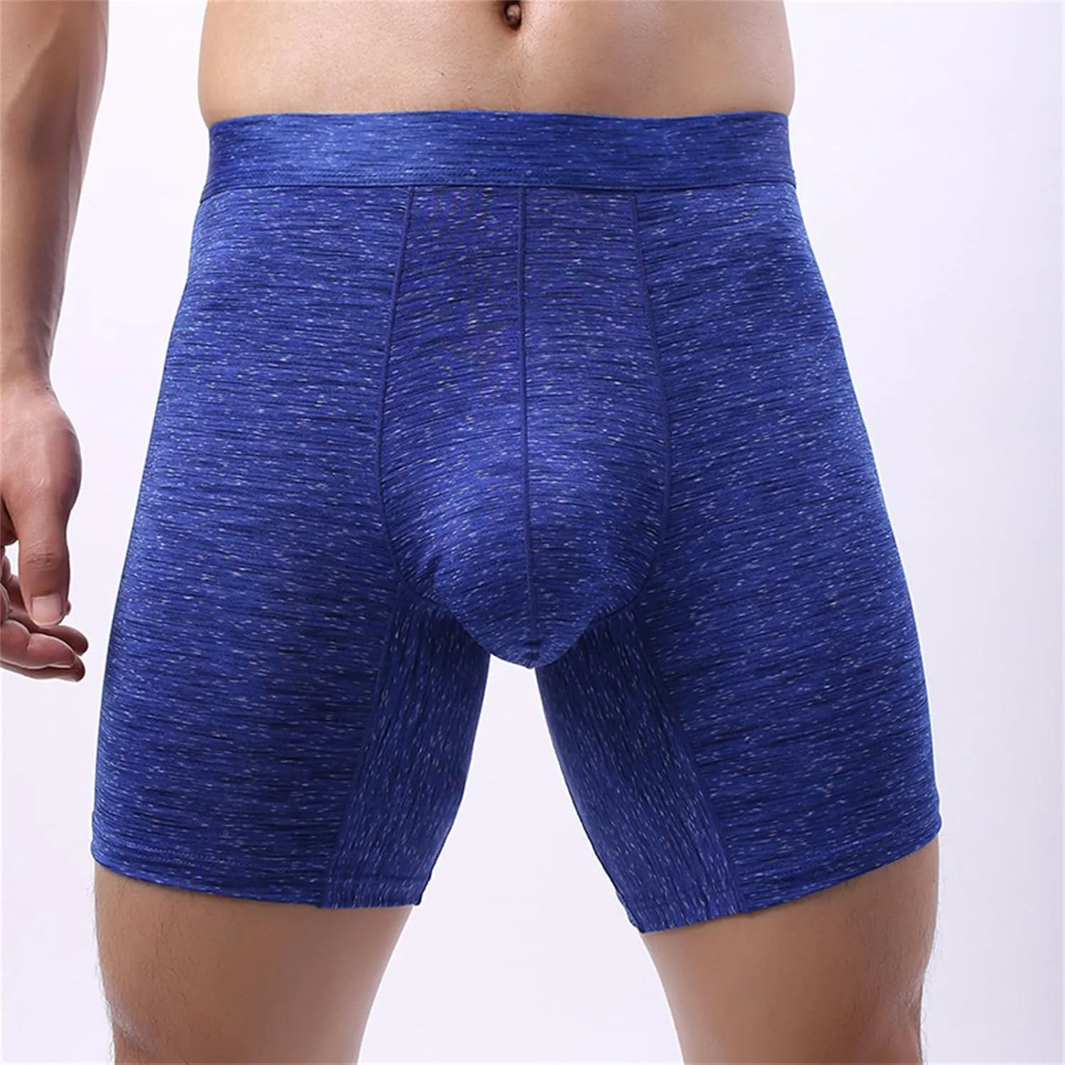 Long Boxer Briefs for Men Bulge Enhancing Pouch Underwear Slim Fit Stretch Casual Shorts Comfort Underwear Boxers
