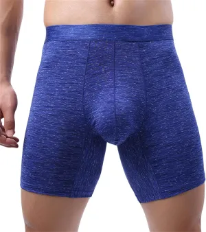 Long Boxer Briefs for Men Bulge Enhancing Pouch Underwear Slim Fit Stretch Casual Shorts Comfort Underwear Boxers