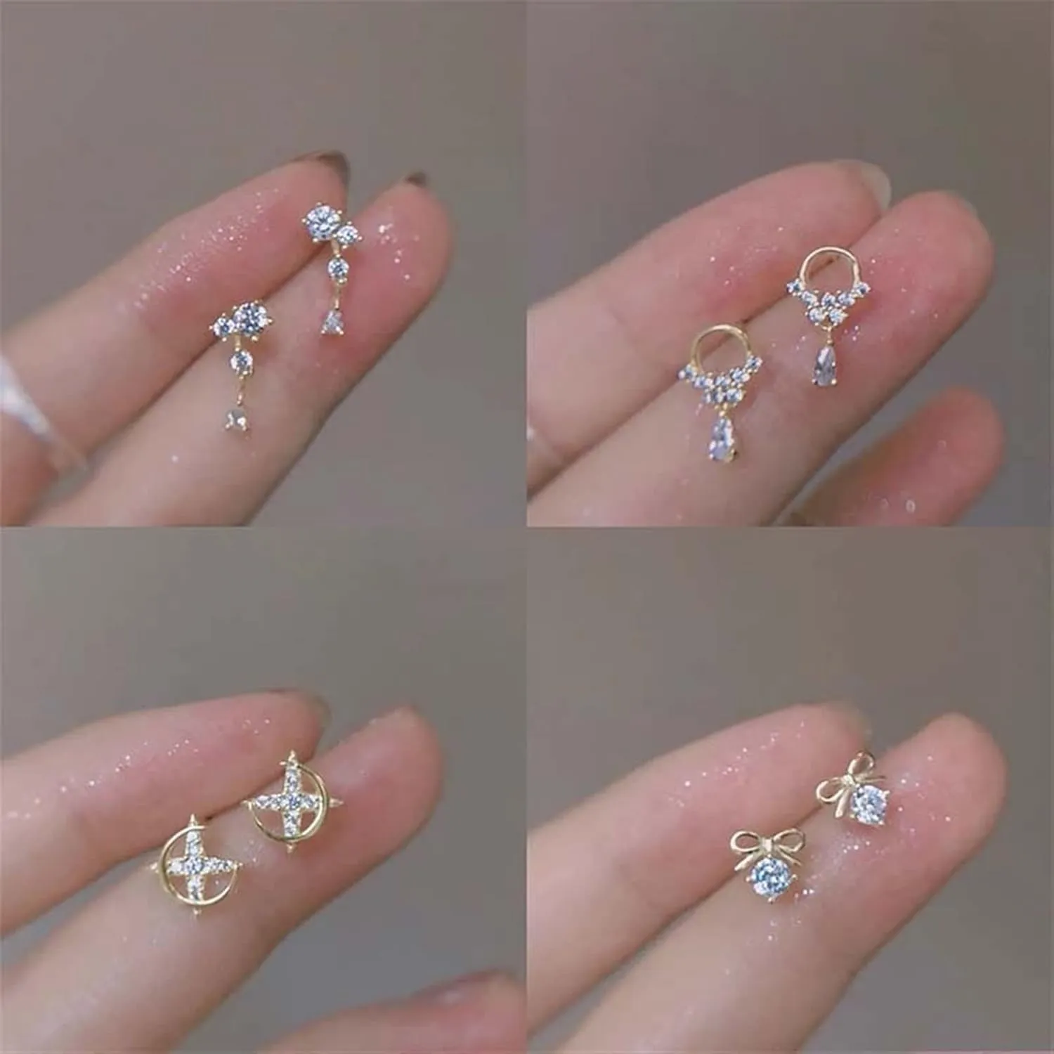 LSCZSLYH Zircon Earrings Hypoallergenic Fashion Ear Studs Female Pendant Tassel Pendant Earrings for Women Jewelry (Color : C413 Gold, Size : B)
