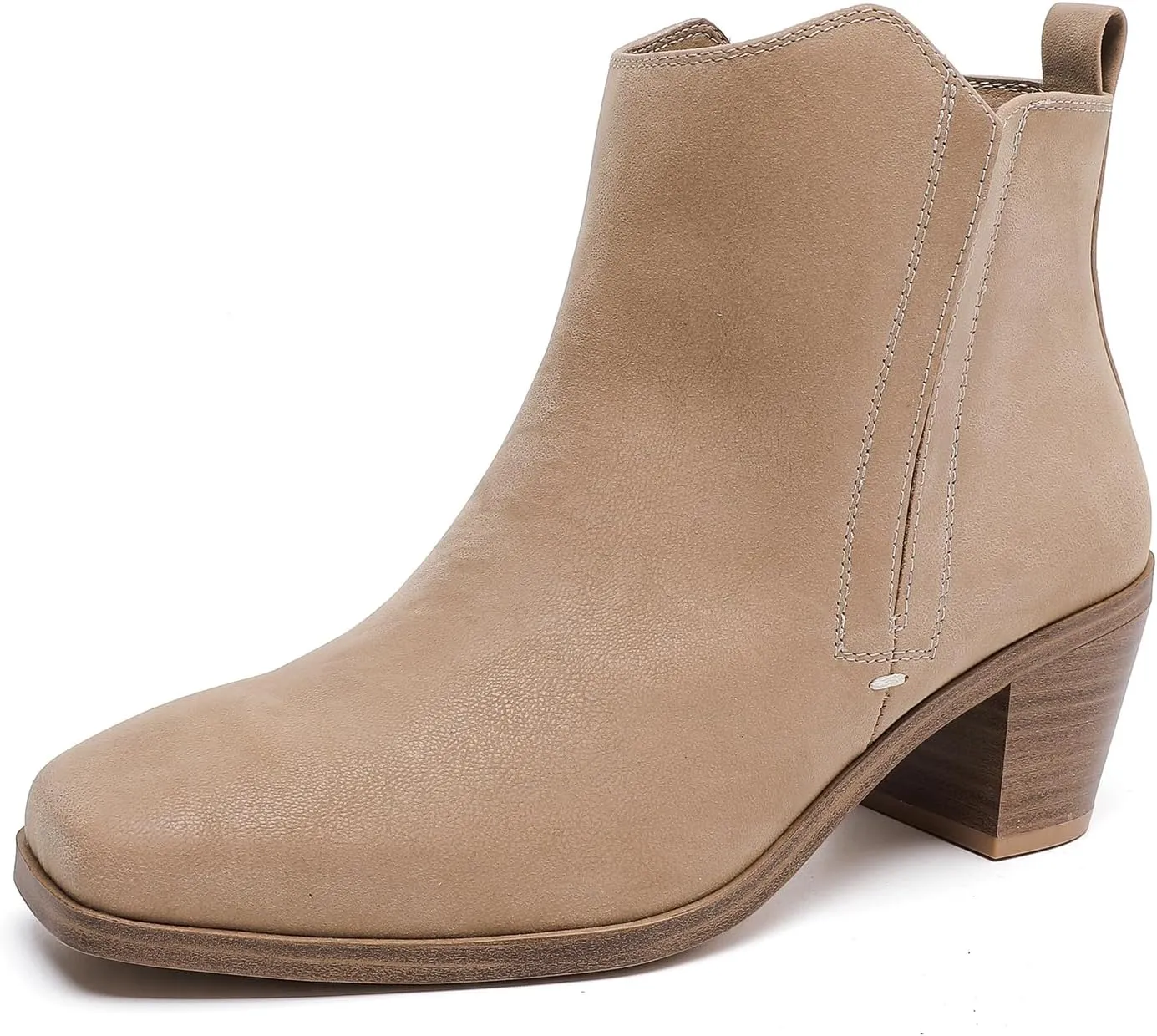 Luoika Women's Wide Width Ankle Boots - Black Brown Short Boots Block Low Heel Side Zipper Booties.