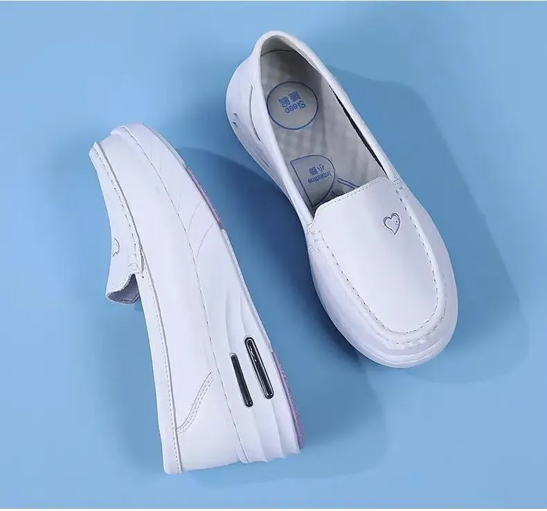 MAIITRIP Women's Slip on Nursing Nurse Shoes,Non-Slip Comfortable Leather Work Shoes Restaurant Healthcare,Lightweight Breathable Casual Walking Sneakers for Womens Indoor&Outdoor Lofters