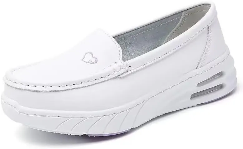 MAIITRIP Women's Slip on Nursing Nurse Shoes,Non-Slip Comfortable Leather Work Shoes Restaurant Healthcare,Lightweight Breathable Casual Walking Sneakers for Womens Indoor&Outdoor Lofters