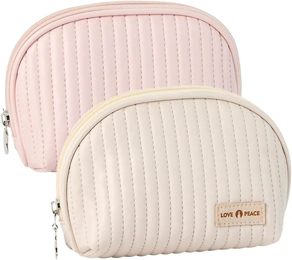 Makeup Pouch, Mini Cosmetic Bag for Purse, Pad Pouh with Zipper for Daily Essentials, Cute Period Pouch, Pink   Cream