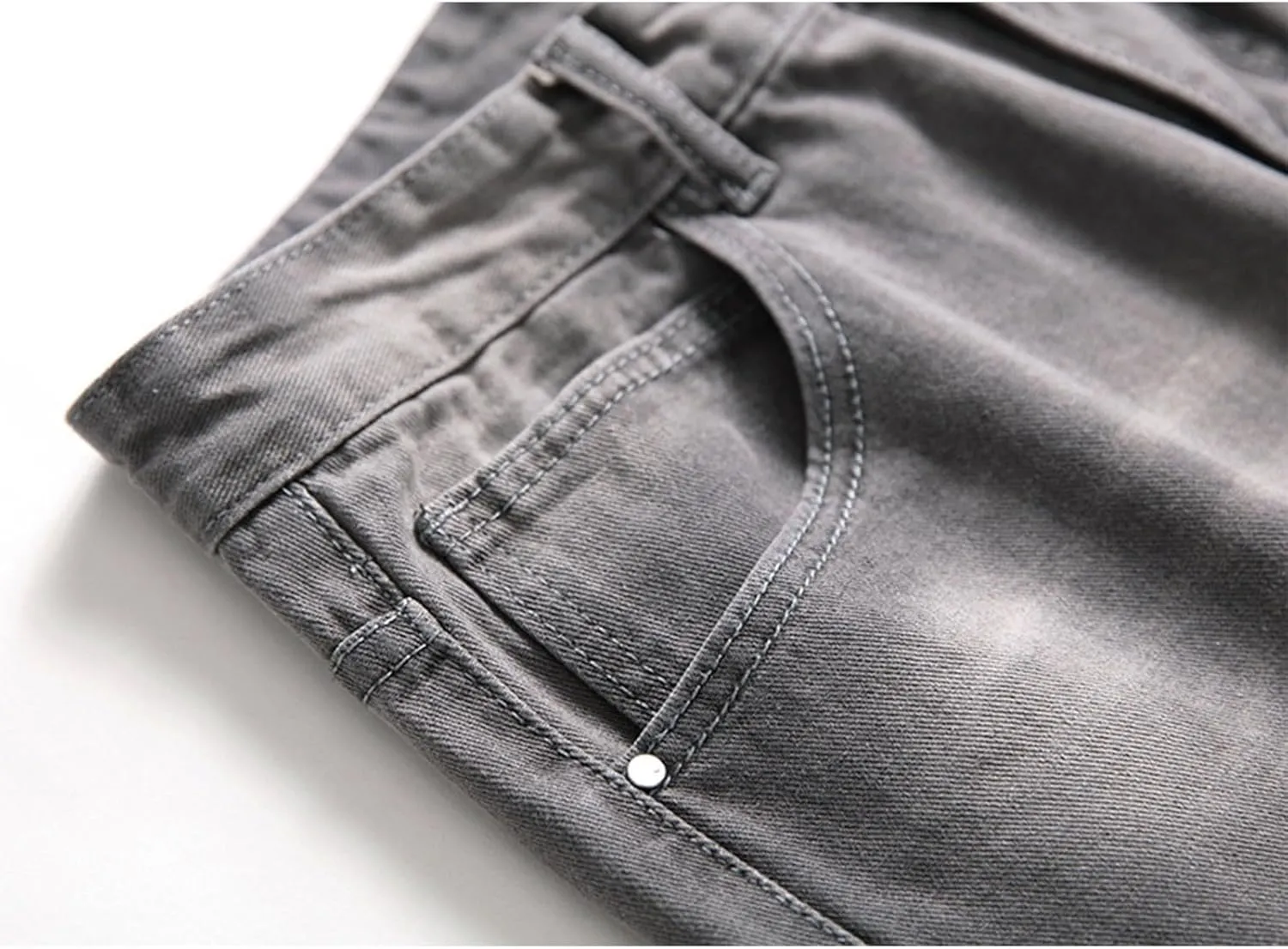 Men Ripped Jeans, Slim Fit Straight Leg, Denim Pants with Holes Comforable Wash Elastic Trend Outdoors Denim Trousers