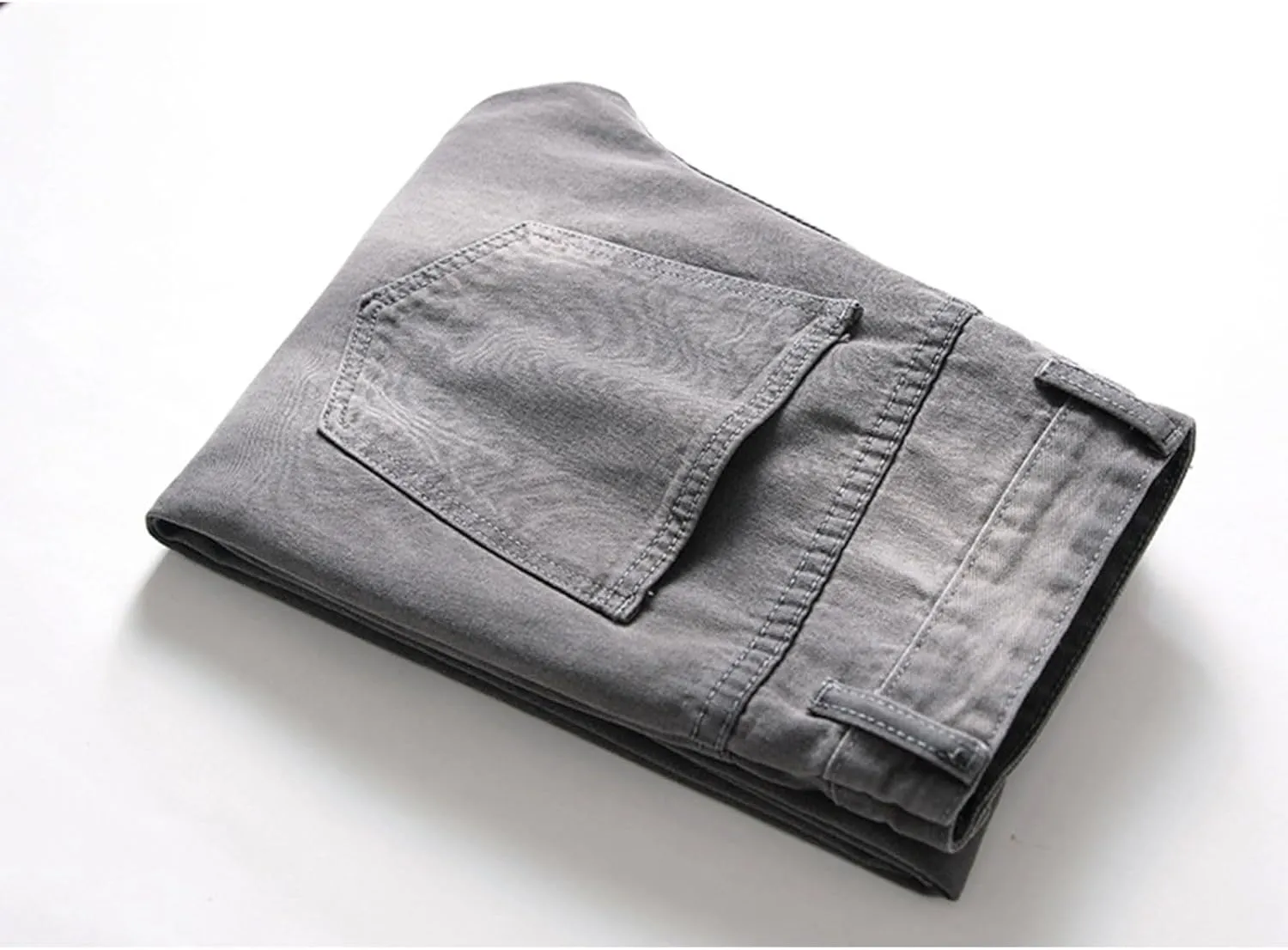 Men Ripped Jeans, Slim Fit Straight Leg, Denim Pants with Holes Comforable Wash Elastic Trend Outdoors Denim Trousers