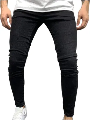 Men Skinny Slim Fit Casual Jeans Dyeing Stretch Straight Fashion Denim Pants Casual Straight Full Length Trousers