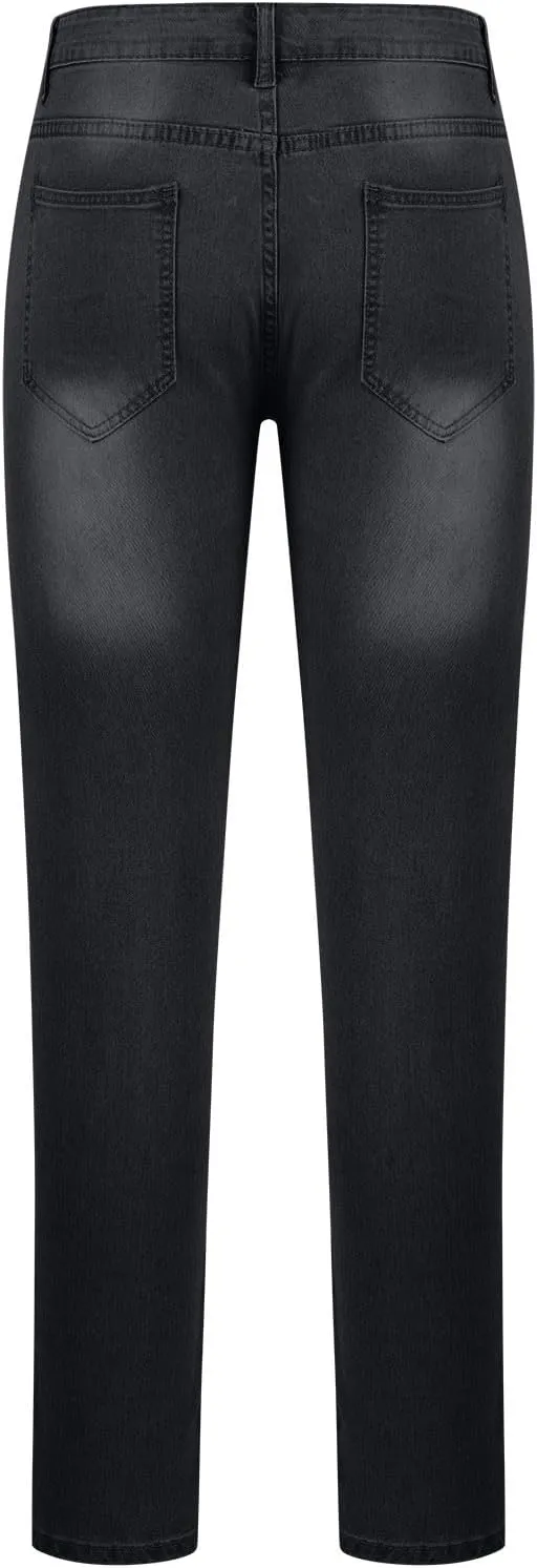 Men Skinny Slim Fit Casual Jeans Dyeing Stretch Straight Fashion Denim Pants Casual Straight Full Length Trousers