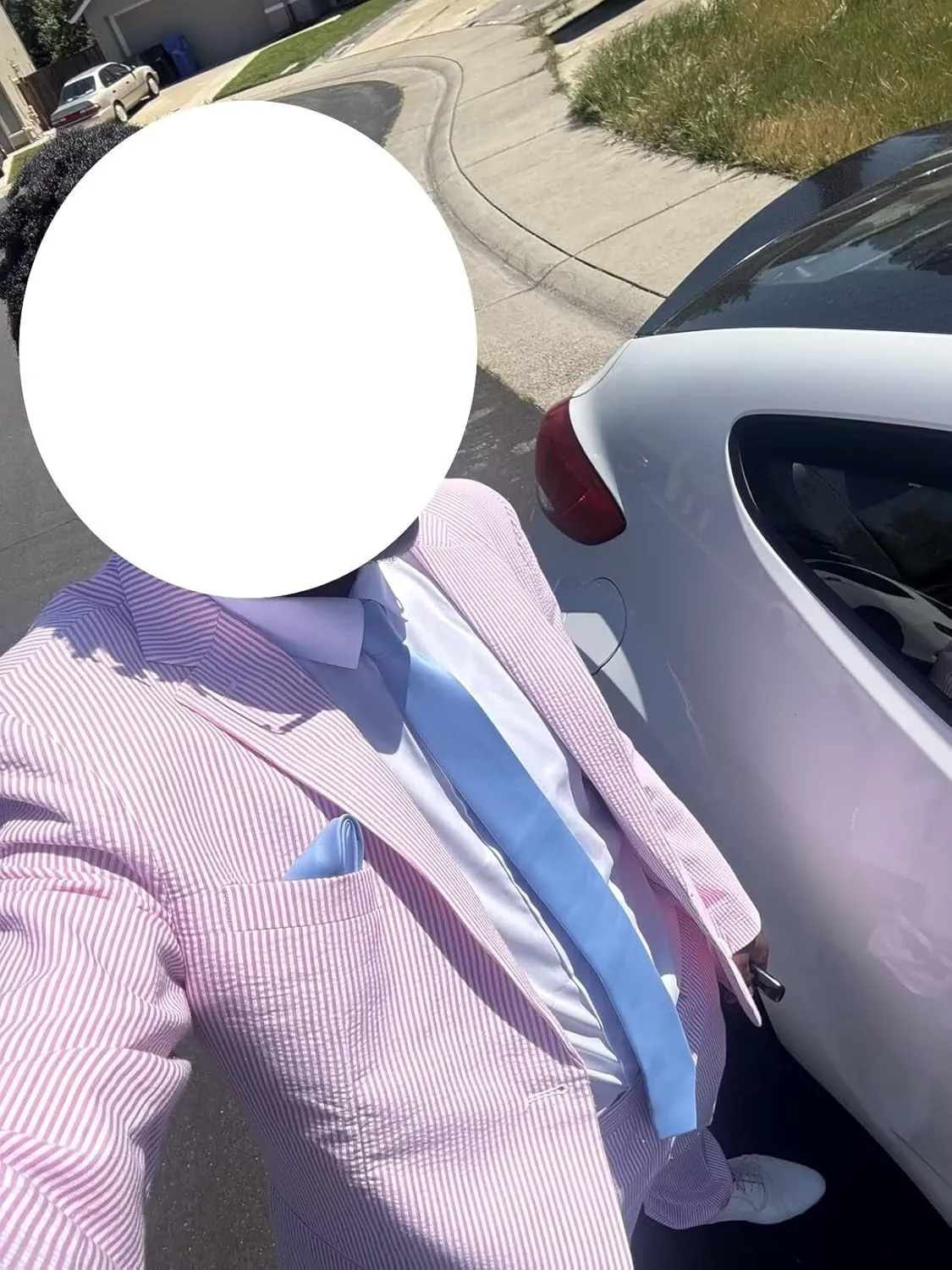 Mens 2 Piece Summer Seersucker Suits Grooms Slim Fit Casual Sear Sucker Suit for Party