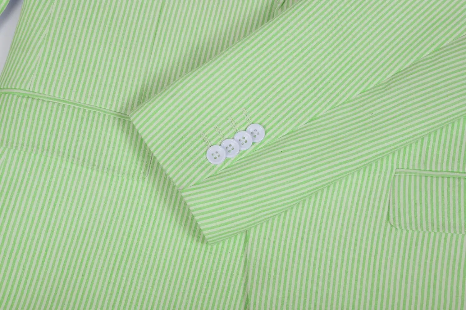 Mens 2 Piece Summer Seersucker Suits Grooms Slim Fit Casual Sear Sucker Suit for Party