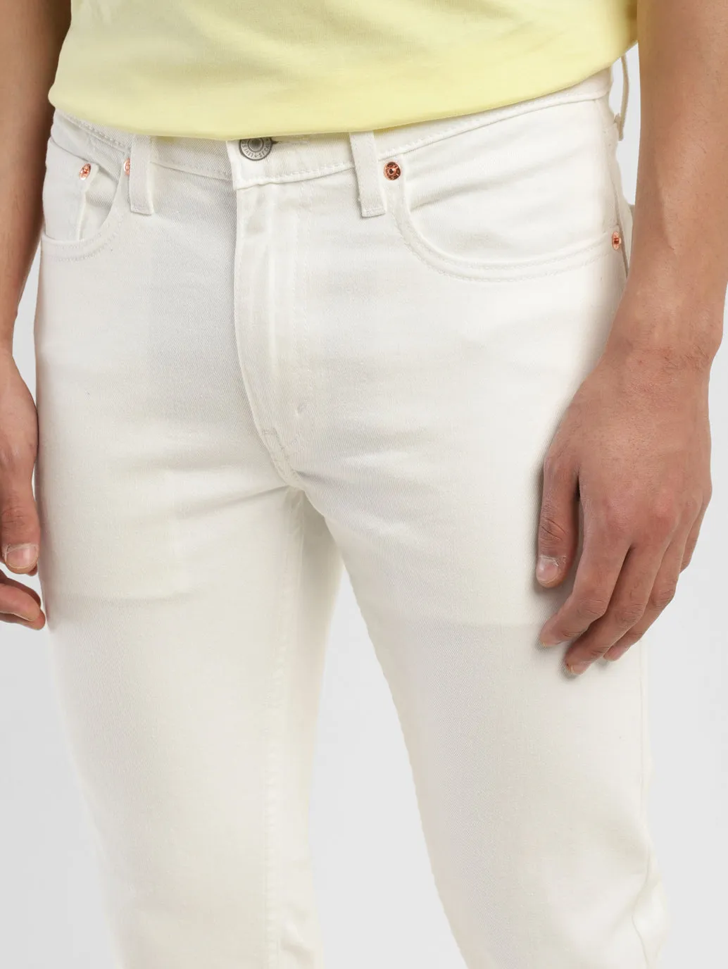 Men's 655'04 White Skinny Fit Mid Rise Jeans