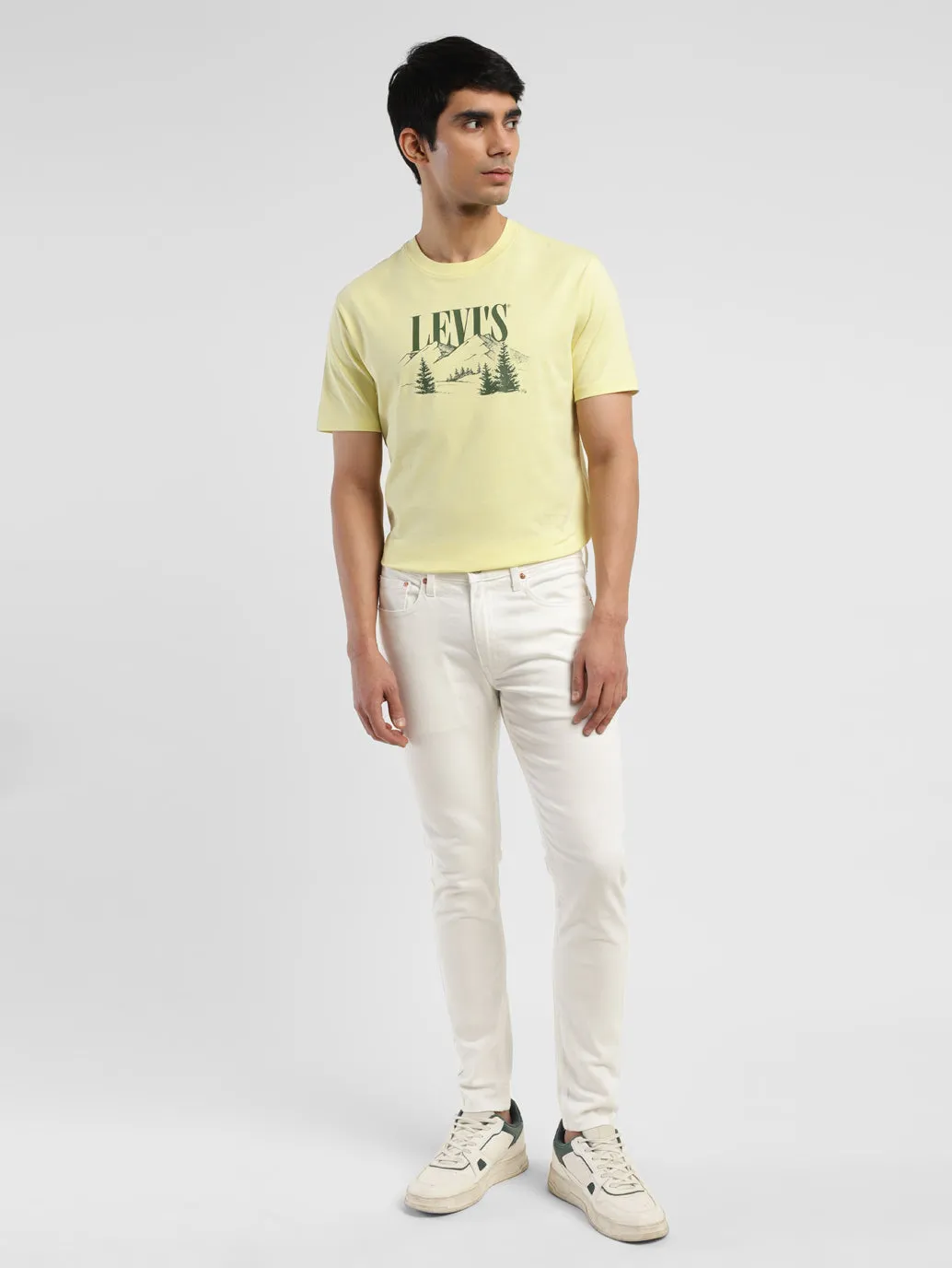 Men's 655'04 White Skinny Fit Mid Rise Jeans