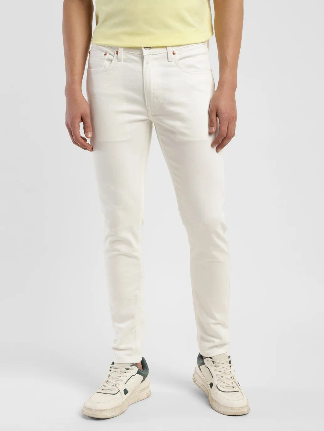 Men's 655'04 White Skinny Fit Mid Rise Jeans