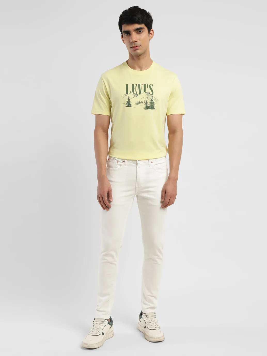 Men's 655'04 White Skinny Fit Mid Rise Jeans