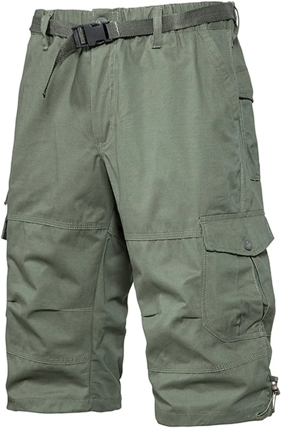 Men's Cargo Shorts Classic Fit Cotton Elastic Waist Tooling Shorts Multi Pocket Solid Work Utility Shorts Outdoor