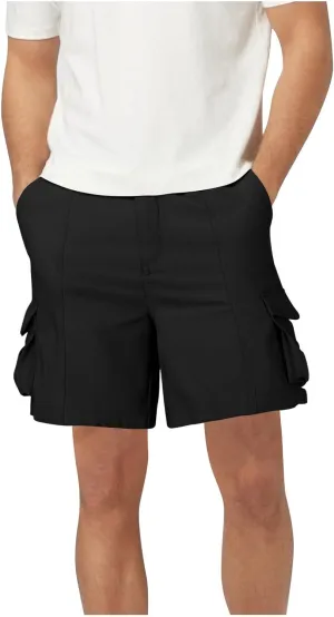 Mens Cargo Shorts Slim-Fit Elastic Waist Stretch Outdoor Work Shorts Casual Lightweight Multi Pockets Summer Shorts