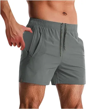 Men's Casual Beach Shorts Summer Baggy Soft Fit Drawstring Elastic Waist Shorts with Pockets Quick Dry Shorts