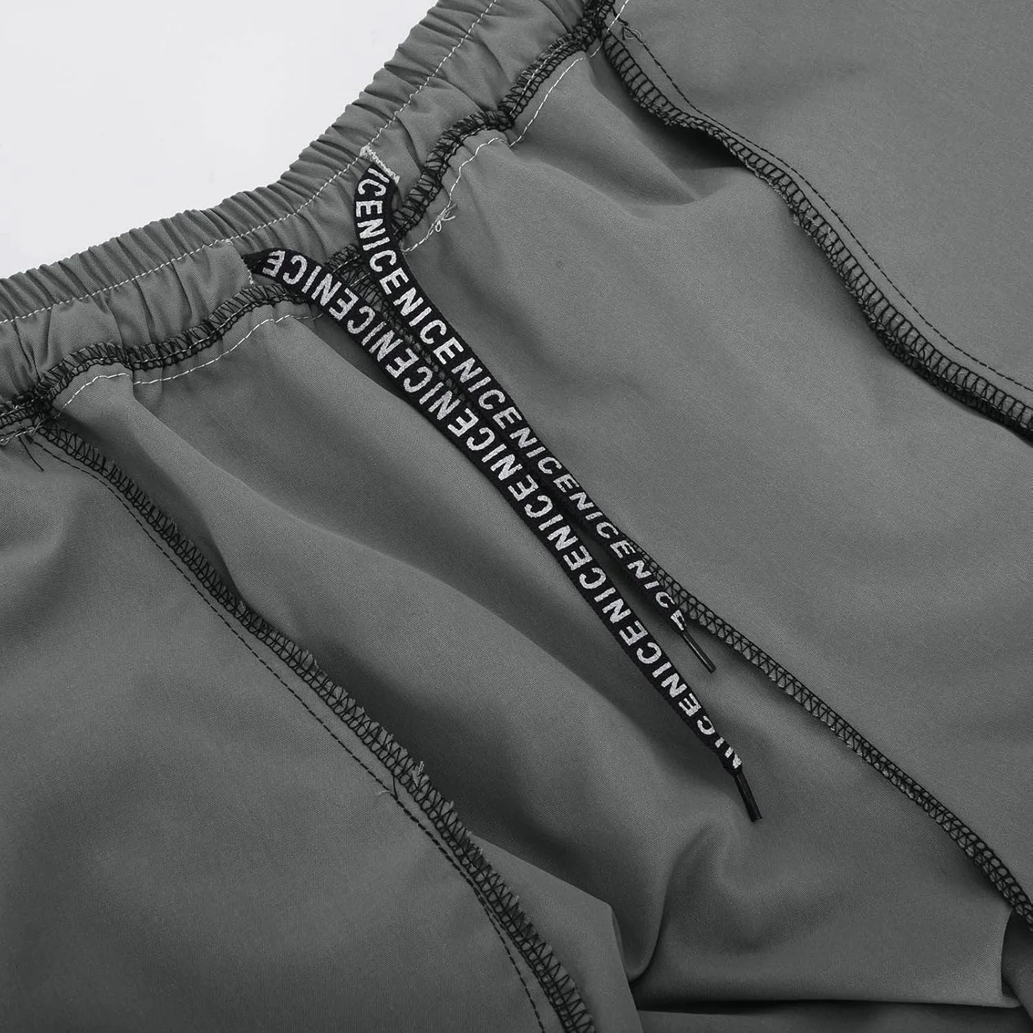 Men's Casual Beach Shorts Summer Baggy Soft Fit Drawstring Elastic Waist Shorts with Pockets Quick Dry Shorts