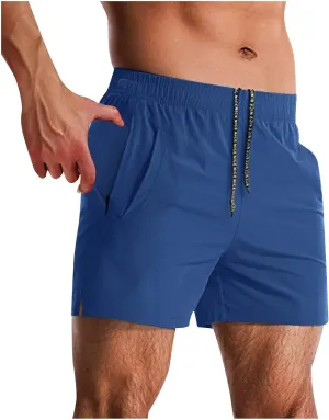 Men's Casual Beach Shorts Summer Baggy Soft Fit Drawstring Elastic Waist Shorts with Pockets Quick Dry Shorts