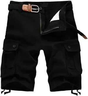 Men's Classic-Fit Twill Cargo Shorts Casual Solid Chino Golf Shorts Workout Cargo Shorts with Multi Pockets
