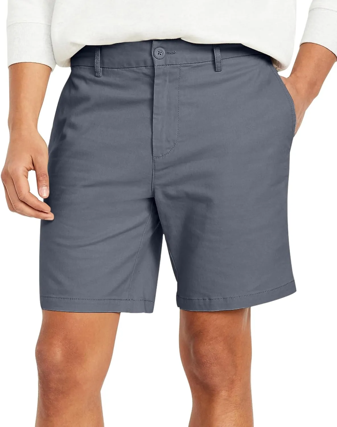 Men's Cotton Chino Shorts Elastic Waist Straight Fit Casual Shorts Slim Lightweight Summer Shorts Plus Size
