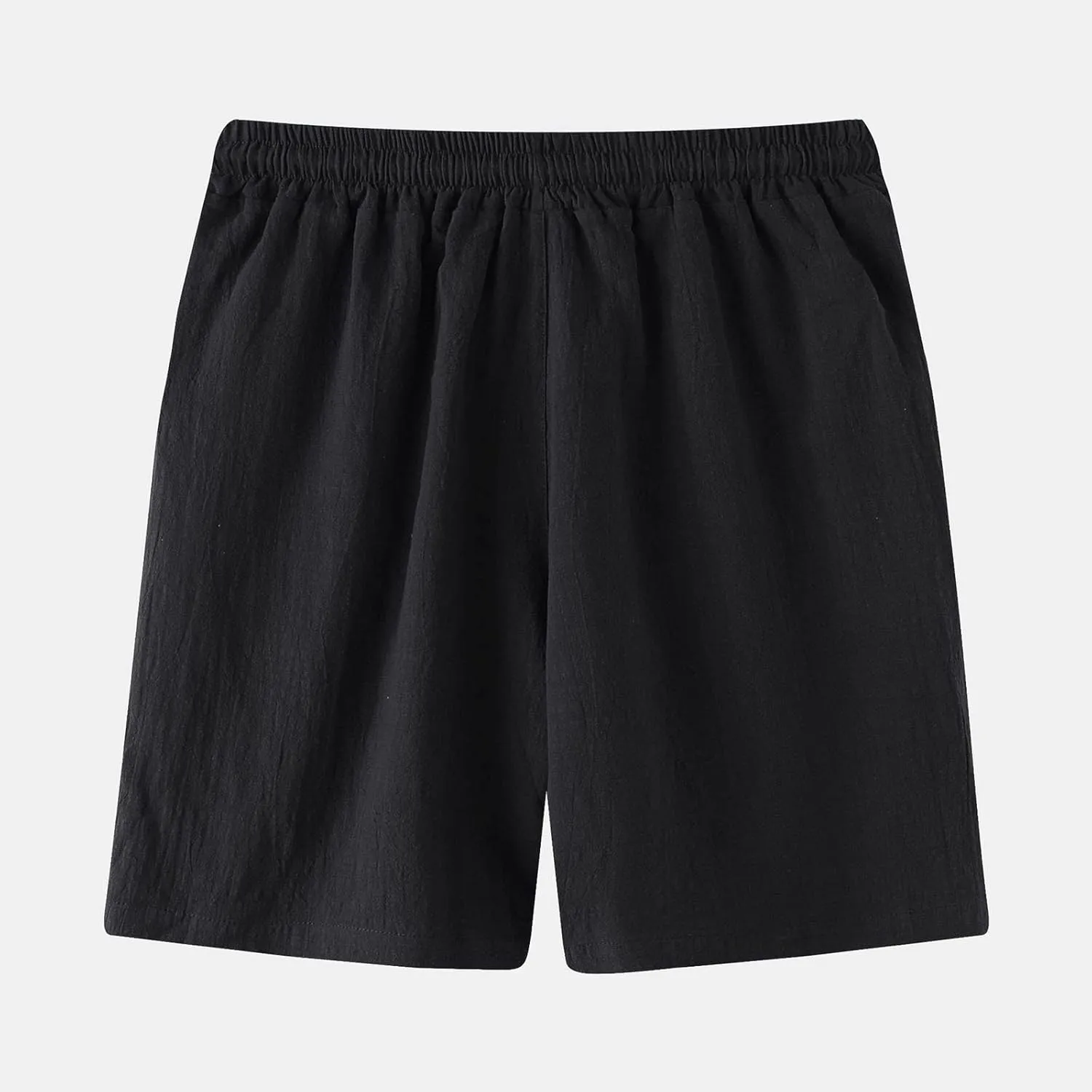 Mens Cotton Linen Shorts Drawstring Elastic Waist Shorts with Pocket Simple Trendy Summer Beach Casual Gym Shorts