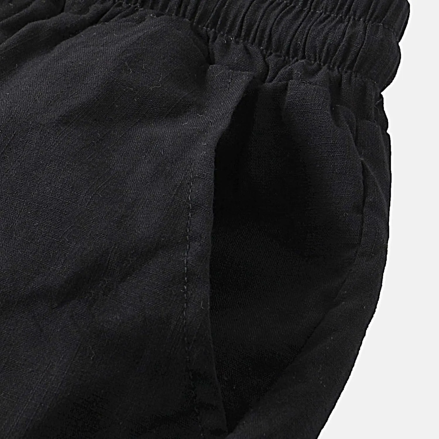 Mens Cotton Linen Shorts Drawstring Elastic Waist Shorts with Pocket Simple Trendy Summer Beach Casual Gym Shorts