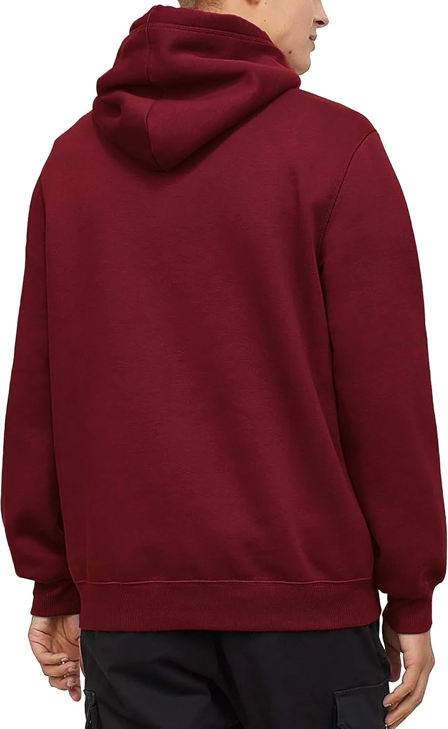 Mens Customizable Lightweight Pullover Hoodie 100% Cotton Face Half Moon Patch for Custom Branding