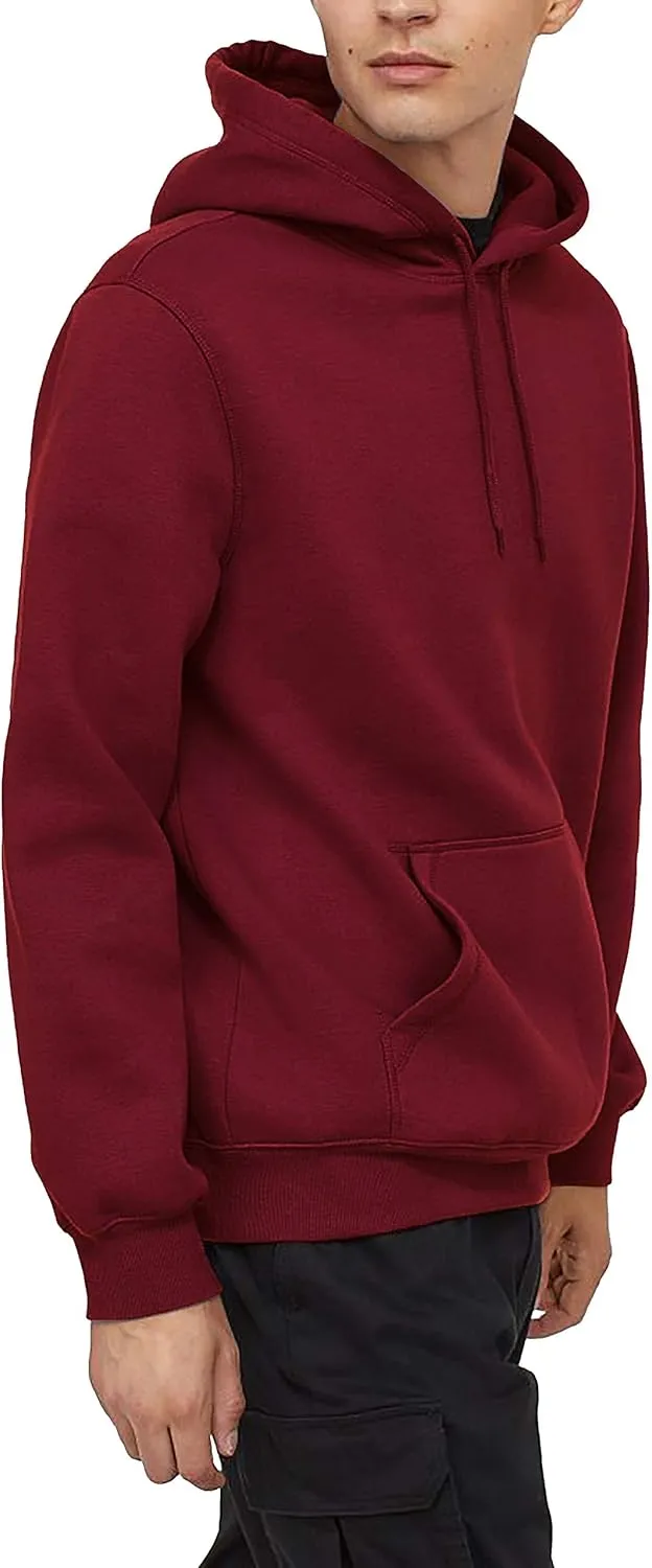 Mens Customizable Lightweight Pullover Hoodie 100% Cotton Face Half Moon Patch for Custom Branding