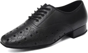 Men's Dance Shoes Black Lace-up Latin Salsa Tango Performance Practice Dance Shoes Suede Sole