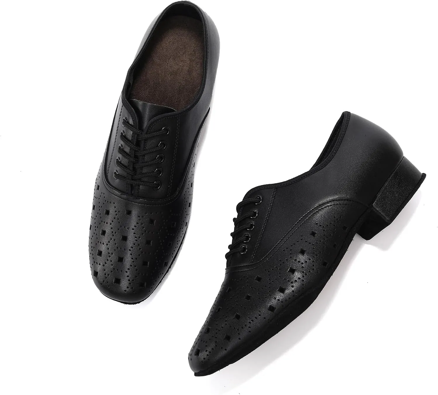 Men's Dance Shoes Black Lace-up Latin Salsa Tango Performance Practice Dance Shoes Suede Sole