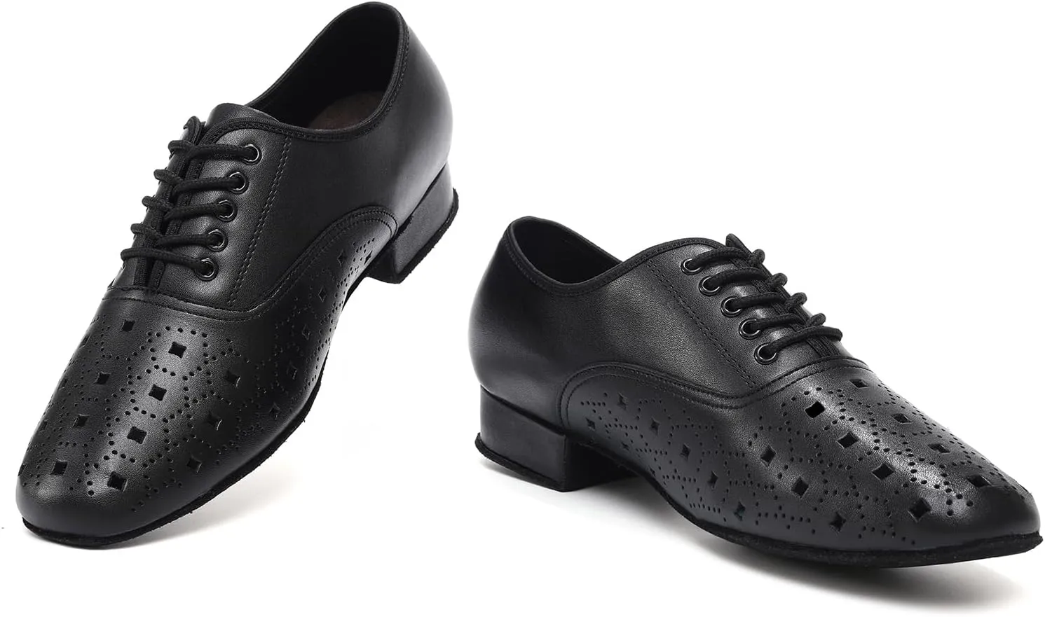 Men's Dance Shoes Black Lace-up Latin Salsa Tango Performance Practice Dance Shoes Suede Sole