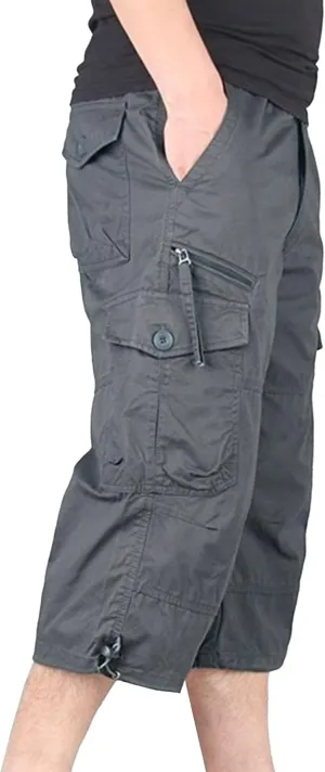 Men's Drawstring Casual Outdoor Cargo Shorts Relaxed Fit Fashion Summer Shorts Multi-Pocket Comfort Shorts (Grey2,3X-Large)