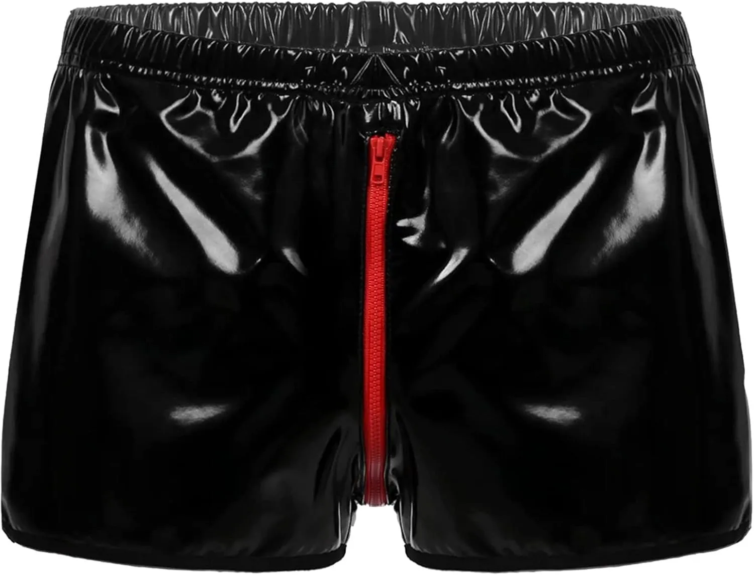 Mens Fashion Casual Solid Color Shorts Sexy Soft Leather Taste Shorts Mens Bodysuit Thong