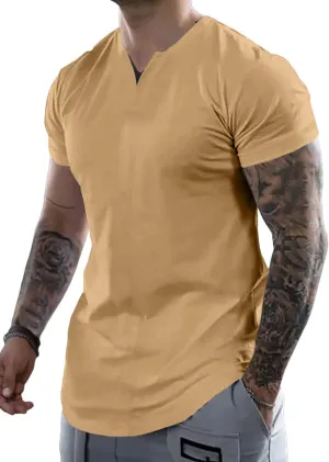 Mens Henley Shirts Short Sleeve Summer Casual V Neck Cotton Tee Shirts