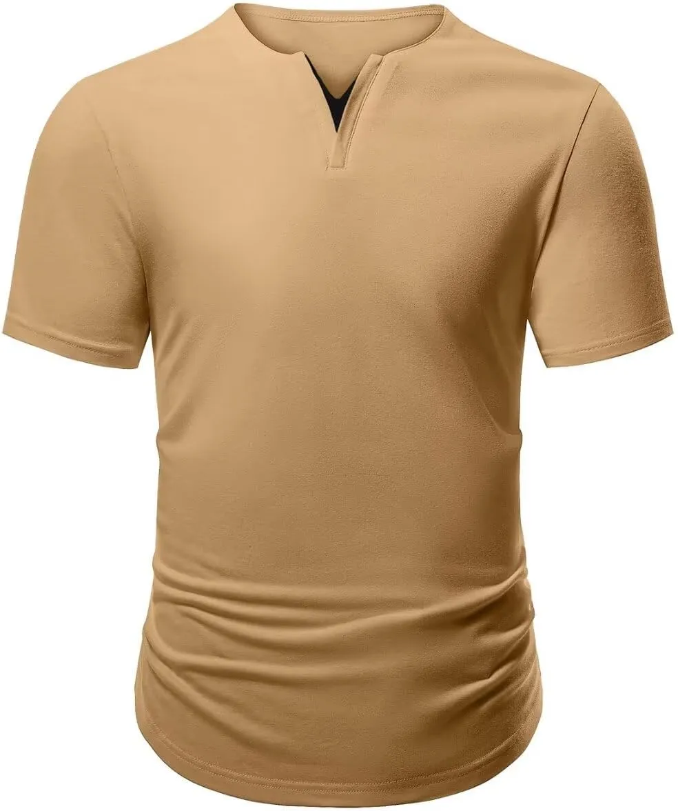 Mens Henley Shirts Short Sleeve Summer Casual V Neck Cotton Tee Shirts
