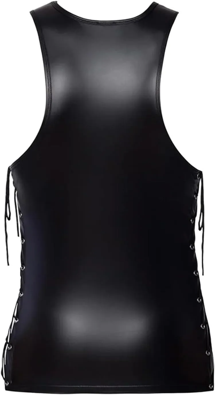 Mens Leather Set With Straps Underwear Vest Performance Clothing Mens Shirt with Cars
