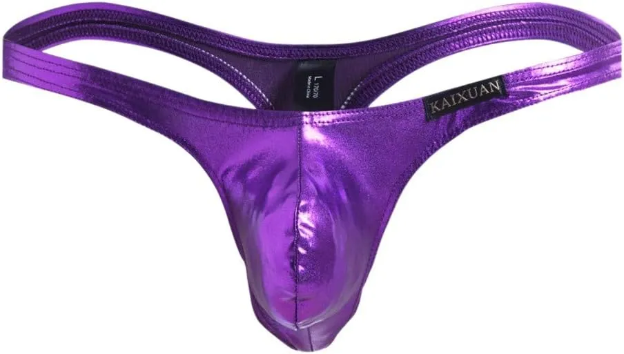 Men's Leather Thong Underwear - Sexy Bare Buttocks G-String Mesh Briefs