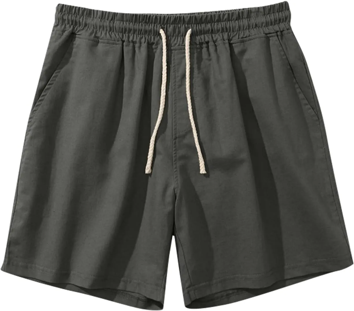 Men's Linen Shorts Slim-fit 5" Flat Front Casual Summer Stretch Shorts Golf Beach Shorts with Pockets