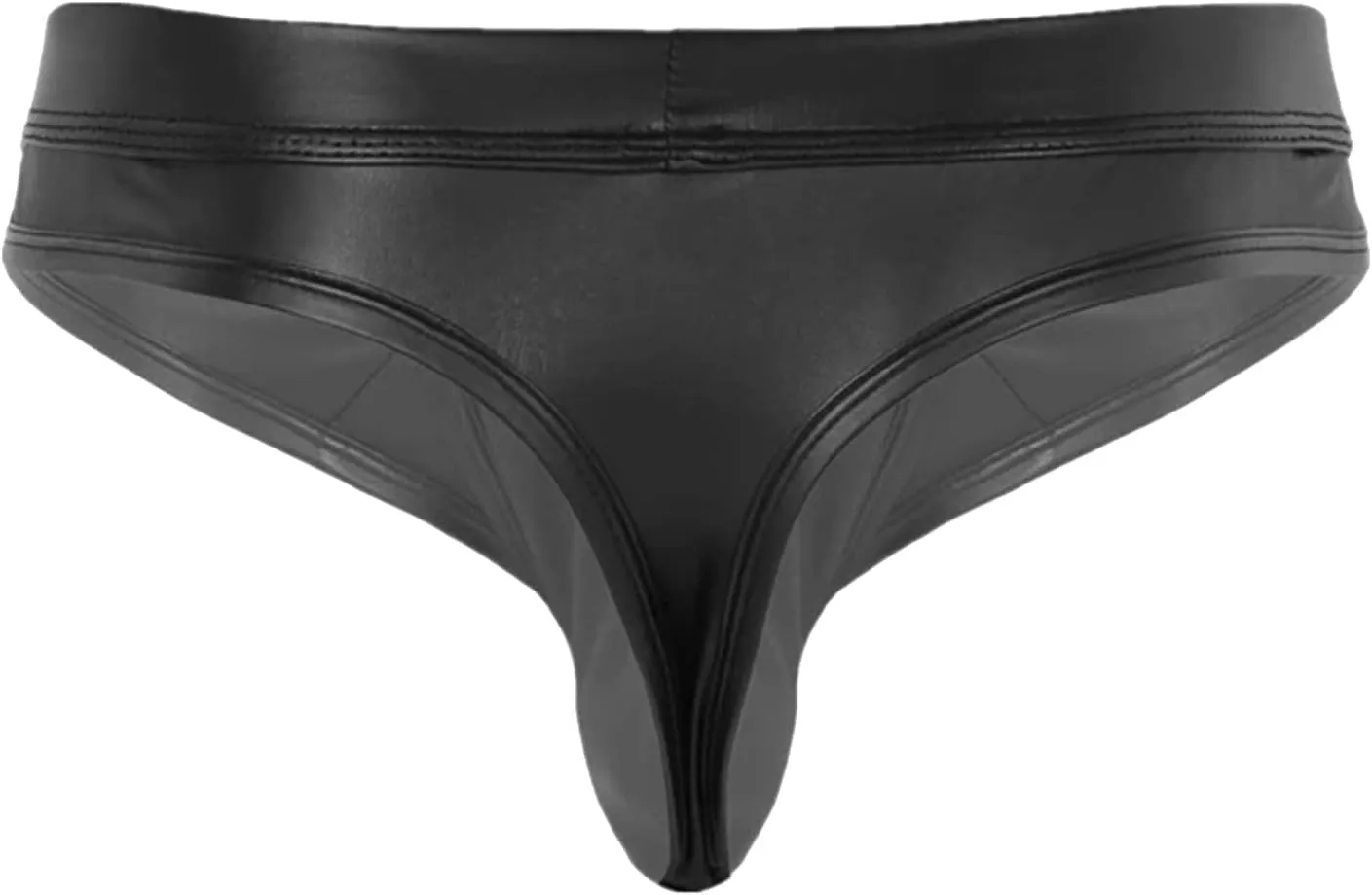 Mens Lingerie Leather Open Front Removable Pouch Briefs Low Rise Erotic G String Thong Bikini Clubwear Underwear