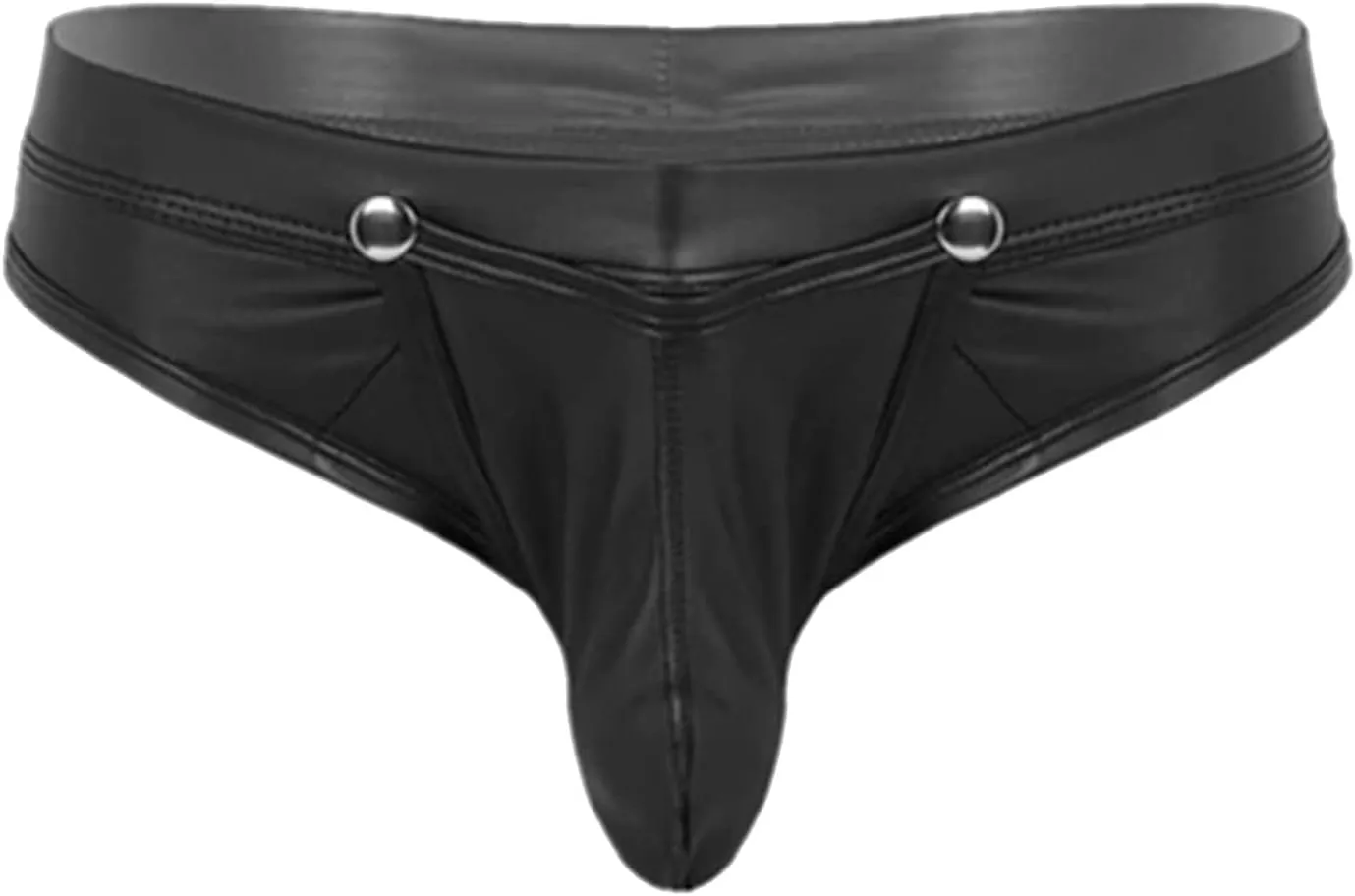 Mens Lingerie Leather Open Front Removable Pouch Briefs Low Rise Erotic G String Thong Bikini Clubwear Underwear