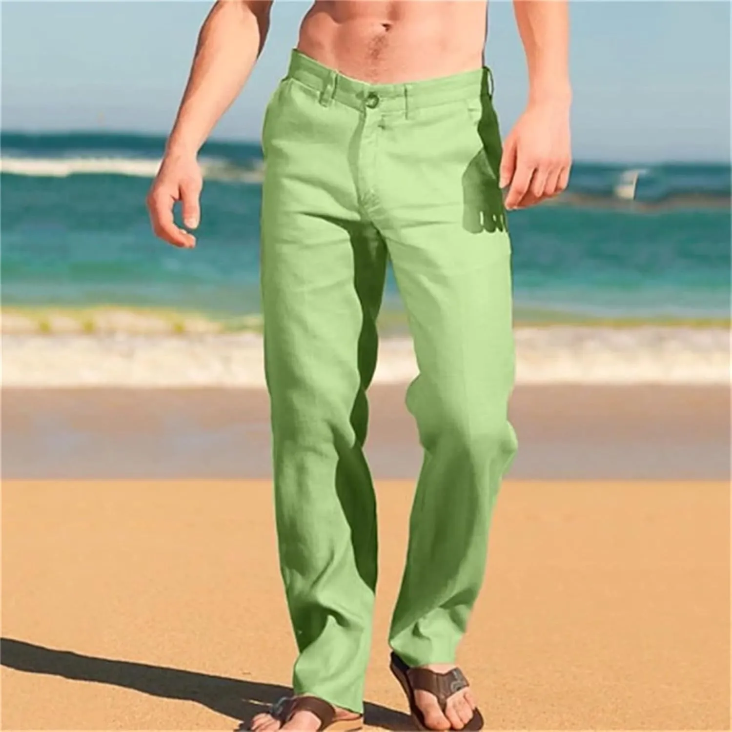 Mens Pleated Dress Pants Expandable Waist Casual Wide Leg Suit Pant Comfort Work Office Business Lounge Trousers