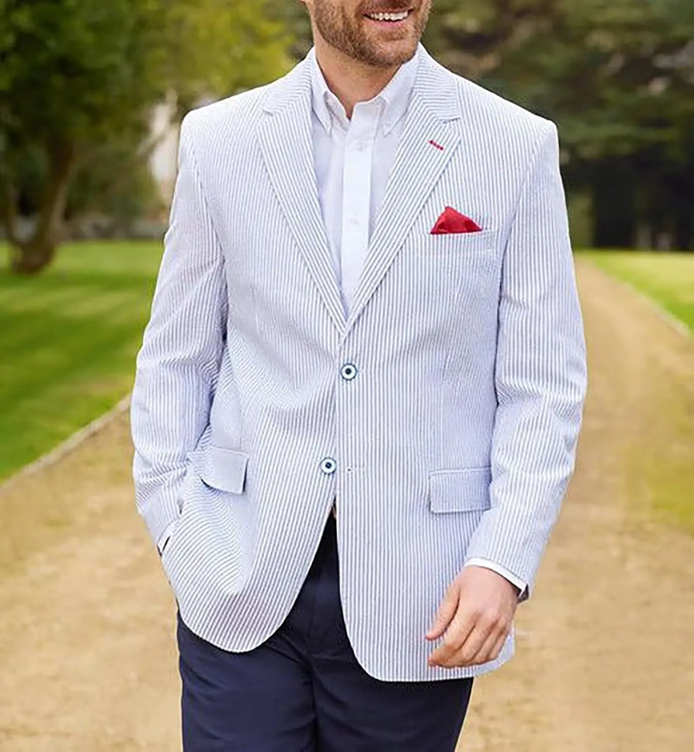 Mens Seersucker Blazer Jacket Regular Fit Summer Blazer for Men Lightweight Seersucker Wedding Suit Jacket