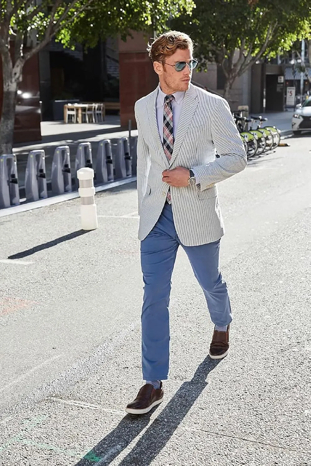 Mens Seersucker Blazer Jacket Regular Fit Summer Blazer for Men Lightweight Seersucker Wedding Suit Jacket