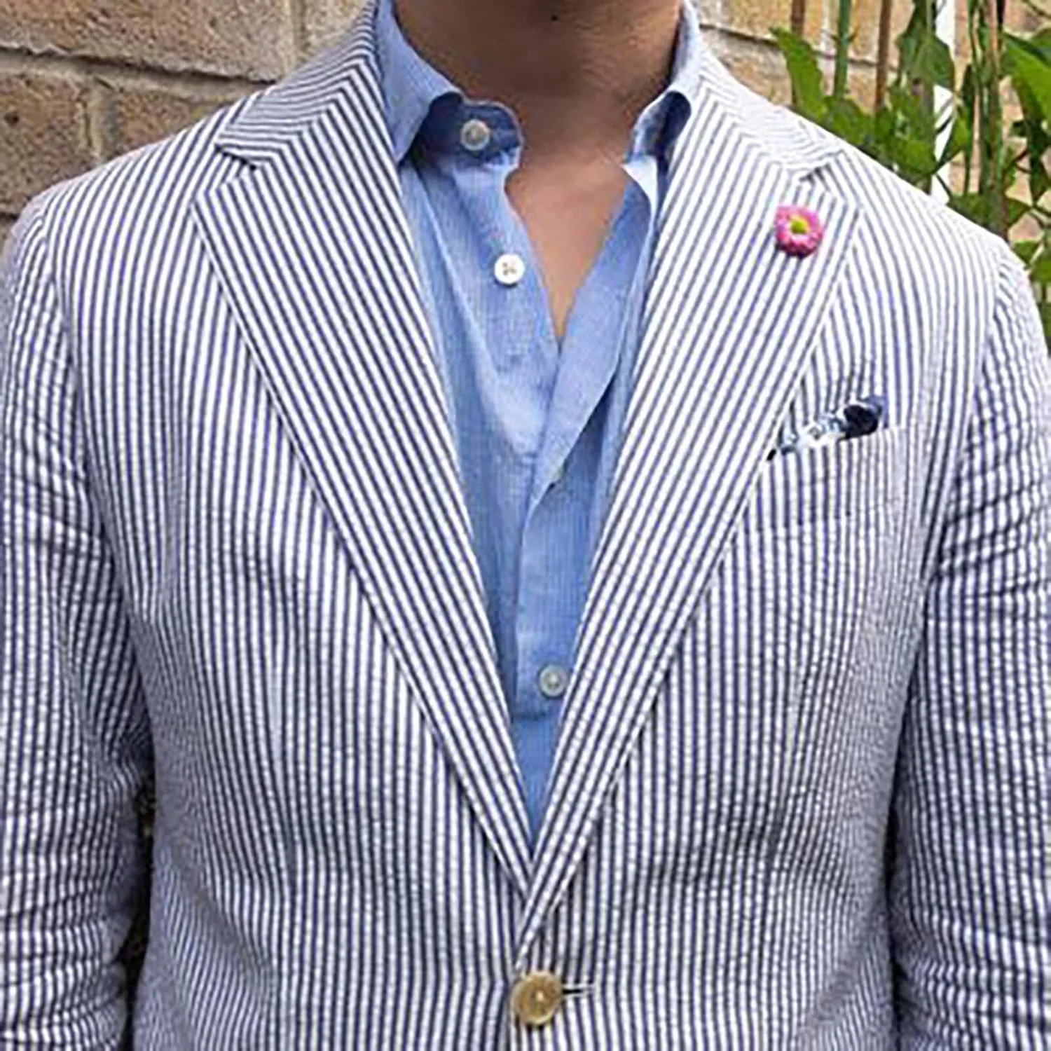 Mens Seersucker Blazer Jacket Regular Fit Summer Blazer for Men Lightweight Seersucker Wedding Suit Jacket