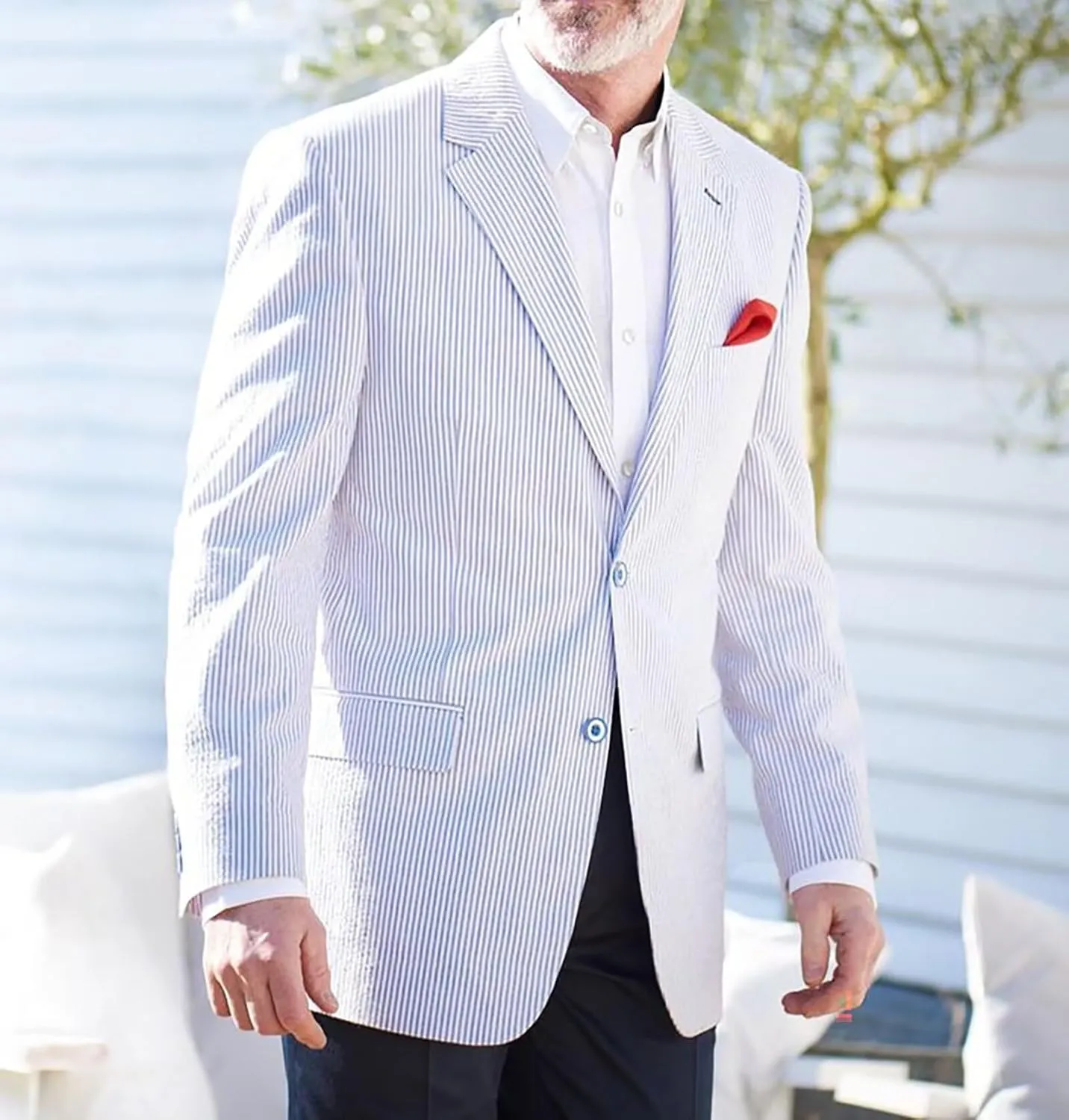 Mens Seersucker Blazer Jacket Regular Fit Summer Blazer for Men Lightweight Seersucker Wedding Suit Jacket