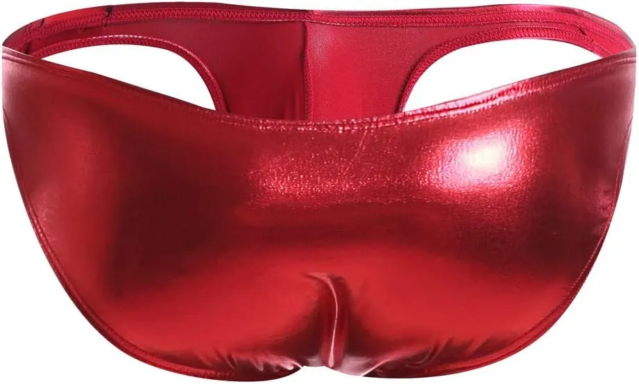 Mens Sexy Underwear Imitation Leather Lacquer Pants Sexy Underpants No Ride up Spandex