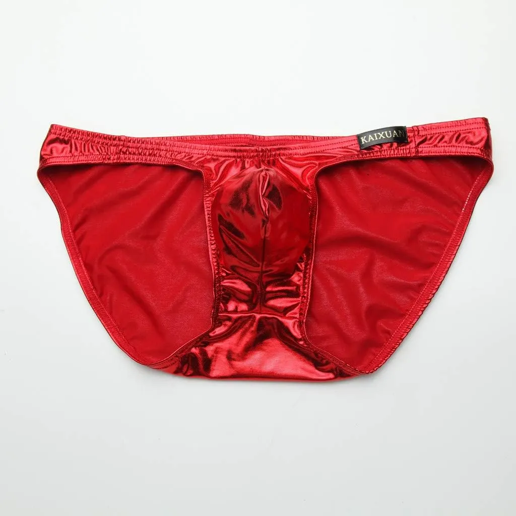 Mens Sexy Underwear Imitation Leather Lacquer Pants Sexy Underpants No Ride up Spandex