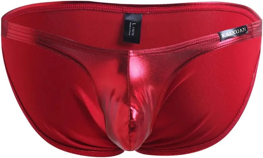Mens Sexy Underwear Imitation Leather Lacquer Pants Sexy Underpants No Ride up Spandex