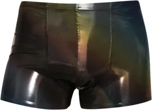 Mens Shiny Liquid Metallic Boxer Briefs With Faux Leather Low Waisted Bulge Pouch Underwear Shorts Fashionable Underpants Rose Gold One Size